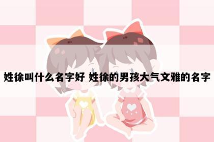 姓徐叫什么名字好 姓徐的男孩大气文雅的名字
